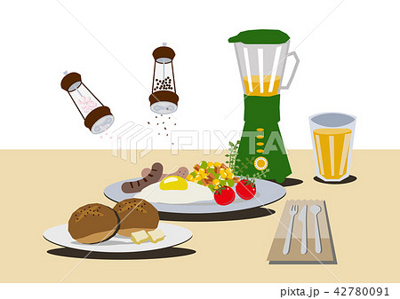 目玉焼きのイラスト 卵料理 朝食のイメージ 健康的な食事 のイラスト素材