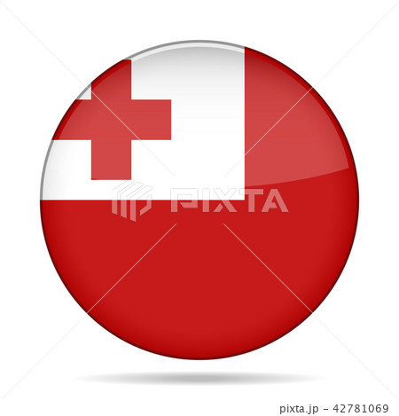 Flag of Tonga. Shiny black round button.