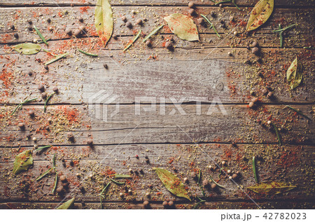 Aromatic herbs and spices background 42782023