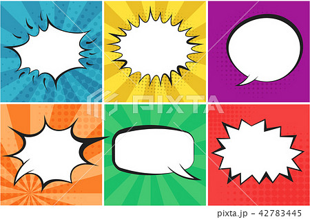 Colorful speech bubbles on striped backgrounds Colorful speech bubbles on striped backgrounds 42783445