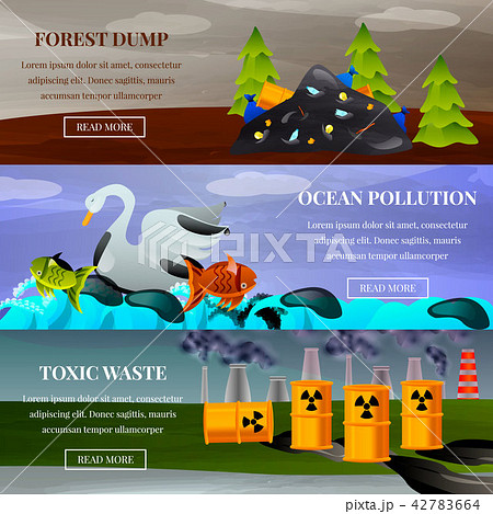 Ecological Problems Flat Banners 42783664