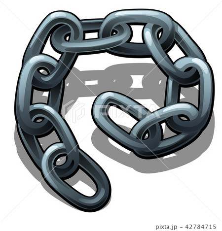 A fragment of steel chain isolated on a white background. Vector cartoon close-up illustration. 42784715