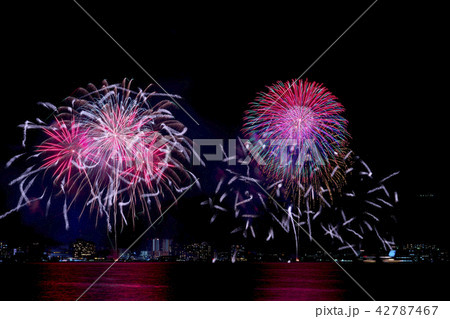 琵琶湖花火大会の写真素材