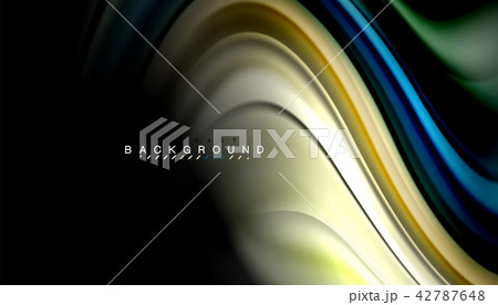 Fluid colors abstract background, twisted liquid design on black, colorful marble or plastic wave Fluid colors abstract background, twisted liquid design on black, colorful marble or plastic wave 42787648