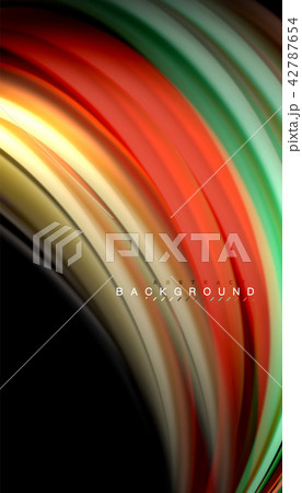 Fluid colors abstract background, twisted liquid design on black, colorful marble or plastic wave 42787654