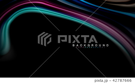 Fluid colors abstract background, twisted liquid design on black, colorful marble or plastic wave 42787666
