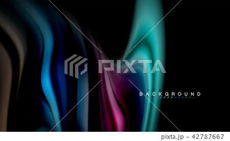 Fluid colors abstract background, twisted liquid design on black, colorful marble or plastic wave 42787667