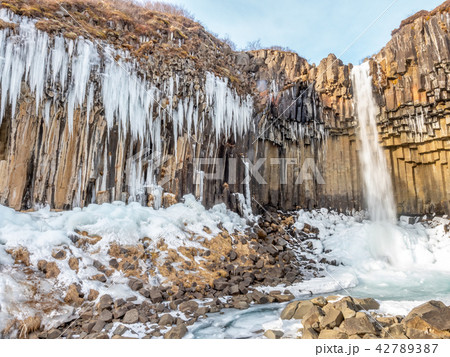 Svartifoss waterfall in winter season, Iceland Svartifoss waterfall in winter season, Iceland 42789387