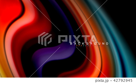 Fluid colors abstract background, twisted liquid design on black, colorful marble or plastic wave 42792945