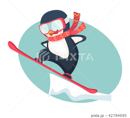 penguin snowboarder at jump 42794095
