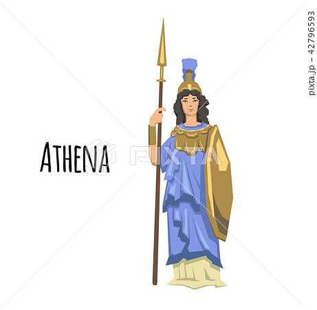 Athena, ancient Greek goddess of Wisdom, War, and Useful Arts. Mythology. Flat vector illustration 42796593