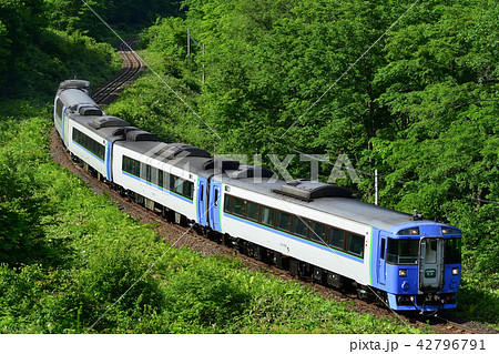 常紋峠を駆け上がる特急列車 42796791