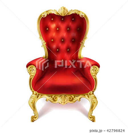 Illustration Of An Ancient Red Royal Throne のイラスト素材