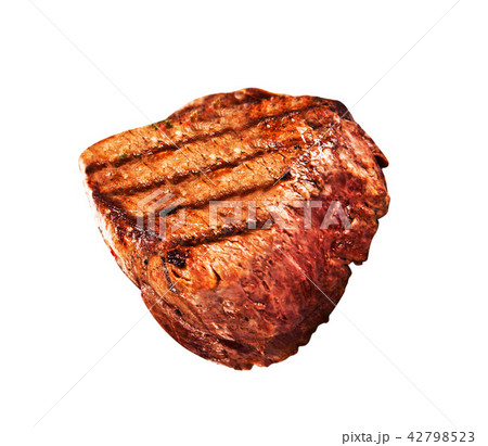 Grilled bbq steak on white background 42798523