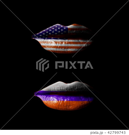 Lips with USA and Russian flags Lips with USA and Russian flags 42799743