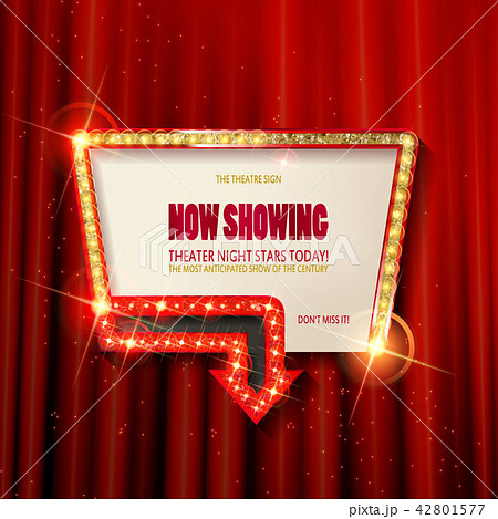 Shining arrow banner on stage curtain. 42801577