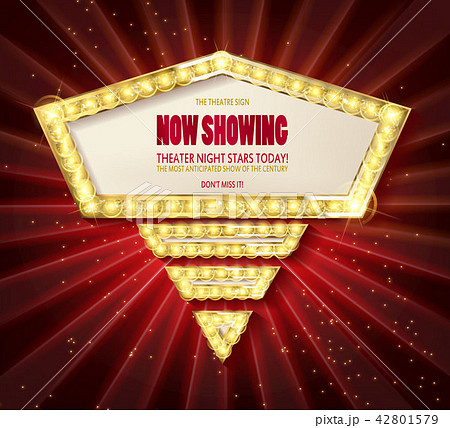 Shining arrow banner on stage curtain. Shining arrow banner on stage curtain. 42801579