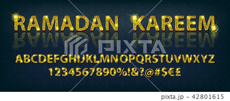 Golden English alphabet in Islamic style. 42801615