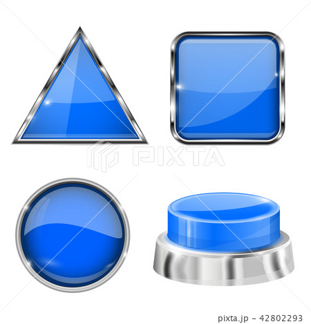 Blue 3d buttons and icons. With metal frame Blue 3d buttons and icons. With metal frame 42802293