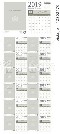 Calendar template design 2019 42802476
