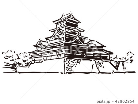 長野県松本市 松本城のイラスト素材