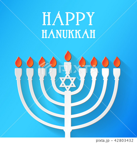 Hanukkah - poster with menorah and wishes. Vector. Hanukkah - poster with menorah and wishes. Vector. 42803432