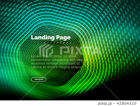 Neon glowing techno hexagon shape lines, hi-tech futuristic abstract background, landing page 42804310