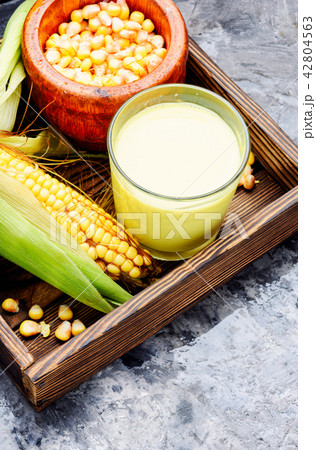 Corn milk in glass Corn milk in glass 42804563