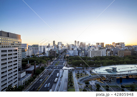 愛知県　名古屋都市風景　栄の夕景 42805948