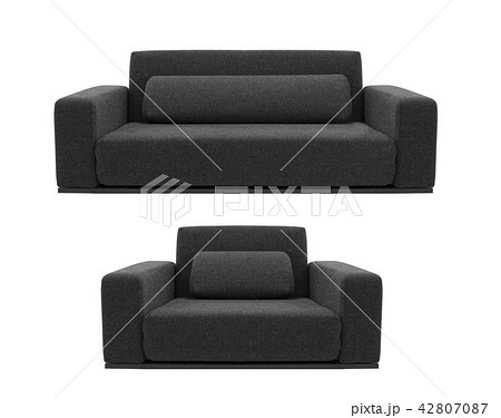 black sofa and chair isolated on white black sofa and chair isolated on white 42807087