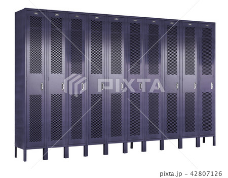 Row of metal lockers isolated on white 42807126
