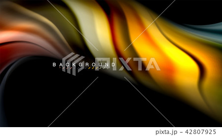 Fluid colors abstract background, twisted liquid design on black, colorful marble or plastic wave 42807925