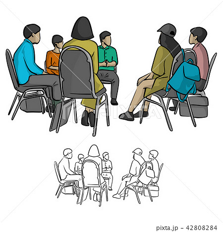 group of teenagers sitting in a circle  42808284