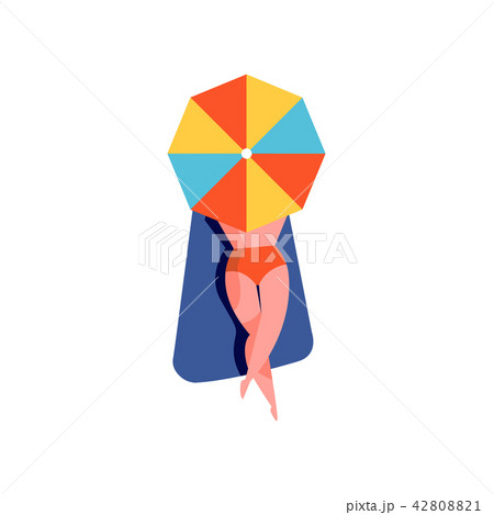 Girl sunbathing under sunshade parasol, beautiful woman relaxing at the beach vector Illustration on Girl sunbathing under sunshade parasol, beautiful woman relaxing at the beach vector Illustration on 42808821
