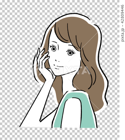 顔に手をあてる女性のイラスト素材