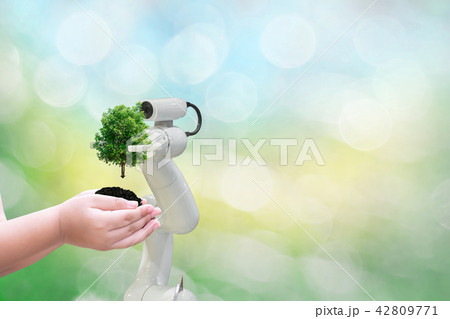 Robot plant a tree environmental Industrial tree 42809771