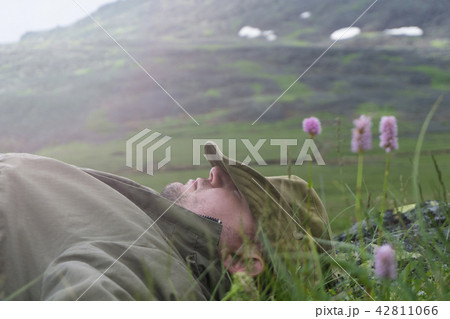 tired traveler in the mountains tired traveler in the mountains 42811066