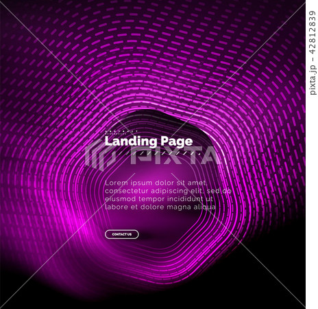 Neon glowing techno hexagon shape lines, hi-tech futuristic abstract background, landing page 42812839