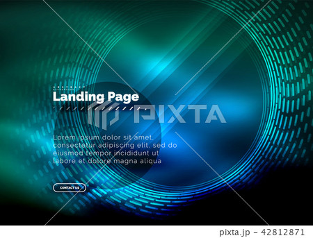 Neon glowing techno lines, hi-tech futuristic abstract background template with circles, landing Neon glowing techno lines, hi-tech futuristic abstract background template with circles, landing 42812871