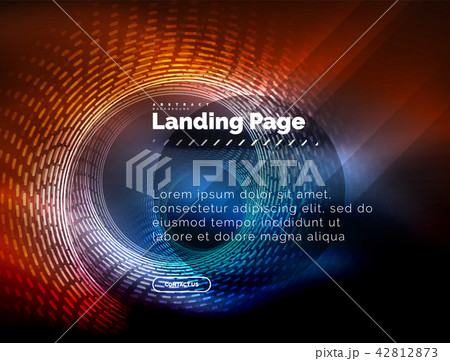Neon glowing techno lines, hi-tech futuristic abstract background template with circles, landing Neon glowing techno lines, hi-tech futuristic abstract background template with circles, landing 42812873