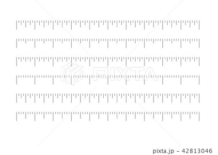 Set of horizontal rulers - lenght and size indicators distance units divided in quaters. Vector 42813046