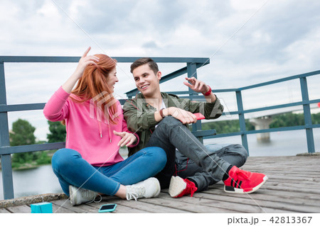Nice happy couple sitting together Sweet memories. Nice happy couple sitting together Sweet memories. 42813367