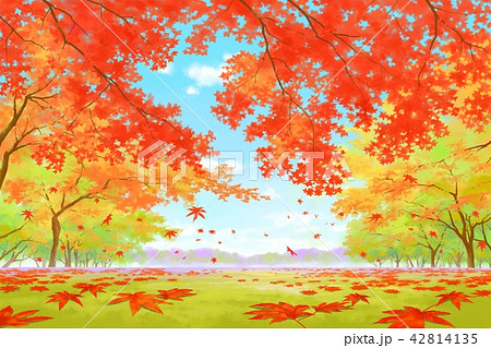 秋イメージ 紅葉の風景のイラスト素材 42814135 Pixta