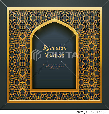 Ramadan Kareem Islamic golden door window tracery 42814725