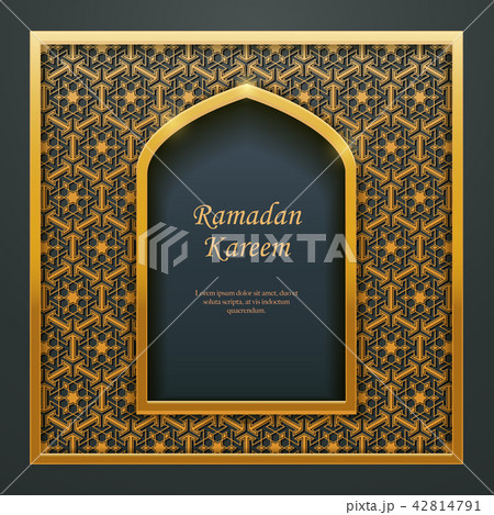 Ramadan Kareem Islamic golden door window tracery 42814791