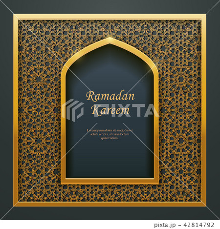 Ramadan Kareem Islamic golden door window tracery 42814792