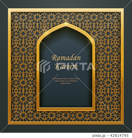 Ramadan Kareem Islamic golden door window tracery 42814793