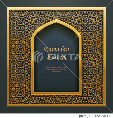 Ramadan Kareem Islamic golden door window tracery 42815031