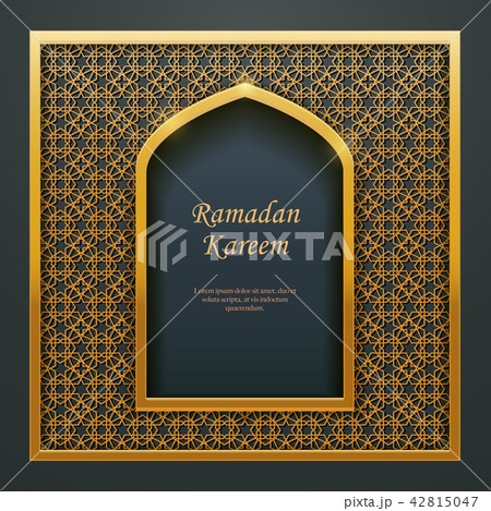 Ramadan Kareem Islamic golden door window tracery 42815047