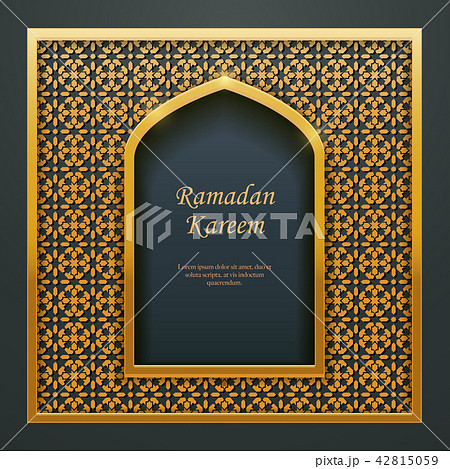Ramadan Kareem Islamic golden door window tracery 42815059